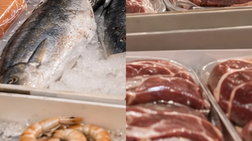 Commercial seafood, poultry and meat products prepared for refrigerated distribution